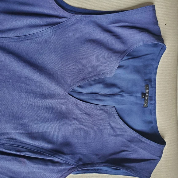 Theory blue vneck sleeveless sheath dress with pockets size 4! - Picture 9 of 12